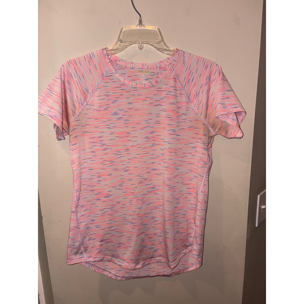 Tek Gear Womens Small Pink Space Dye Short Sleeve Activewear Running Top